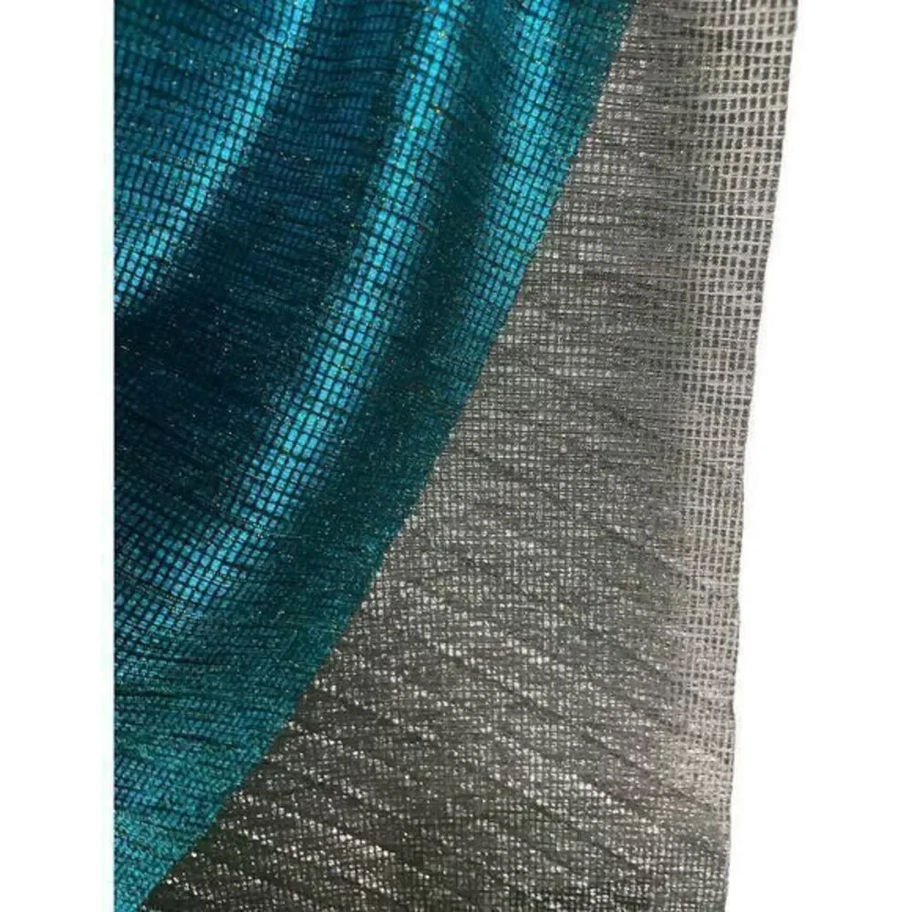 Forte Forte Kaftan Dress Pleated Lame Tulle Emerald Blue Metallic‎ Size 4 - Picture 14 of 16